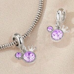 New  Silver tone and Purple Mickey Charm #167